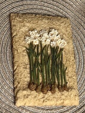 Floral Wall Art Daffodils 3D Textured Plaque Rustic Botanical Decor Cheri Blum